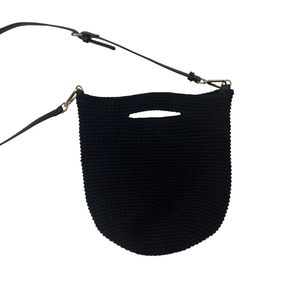 Who What Wear Black Crochet Knit Bag Crossbody Shoulder - Picture 2 of 8